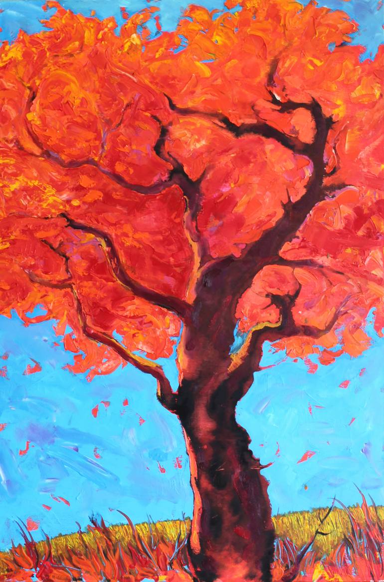 770x1166 Saatchi Art Red Tree, Abstract Nature Painting, Original Artwork - Original Artwork Painting