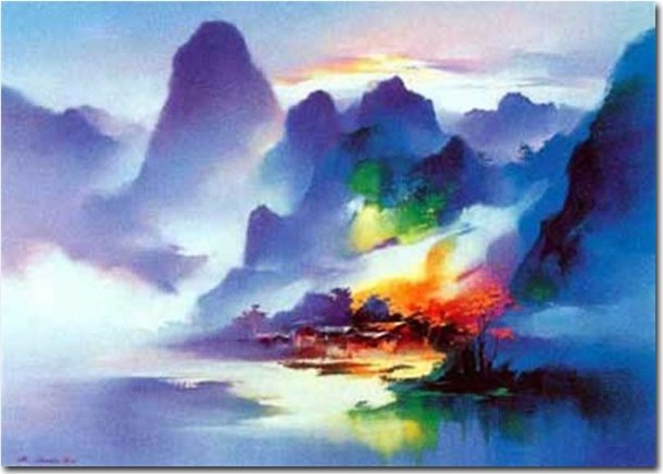 610x436 Abstract Mountain Valley - Original Artwork Painting