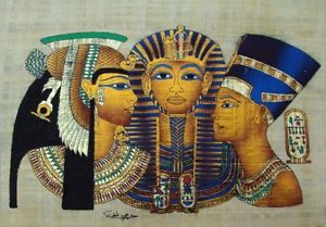 300x209 Nefertiti King Tut Cleopatra Original Hand Painted Papyrus 12x16 - Original Cleopatra Painting