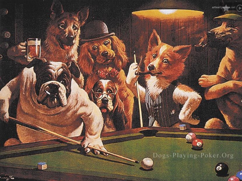 830x621 Painting Dogs Playing Snooker 2 - Original Dogs Playing Poker Painting