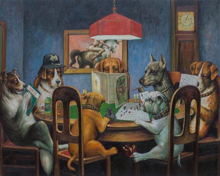 750x600 Dogs Playing Dampd, A Dungeons Amp Dragons Version Of A Classic - Original Dogs Playing Poker Painting