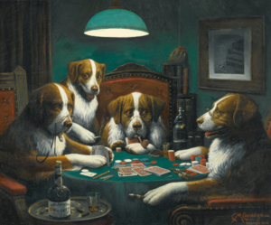 300x249 Dogs Playing Poker - Original Dogs Playing Poker Painting