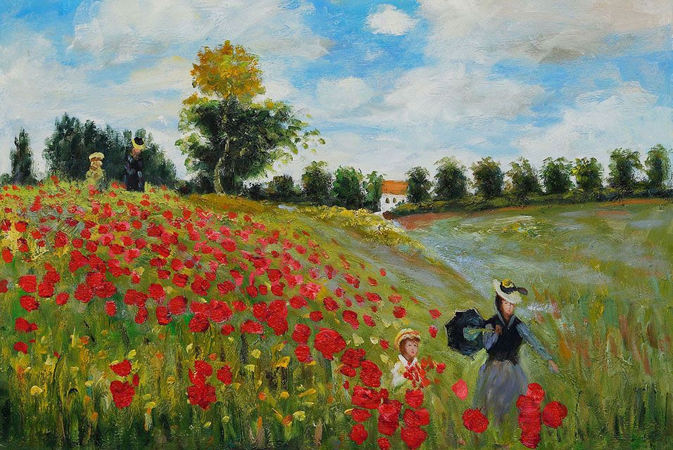 956x640 Monet Poppy Field Original - Original Monet Painting