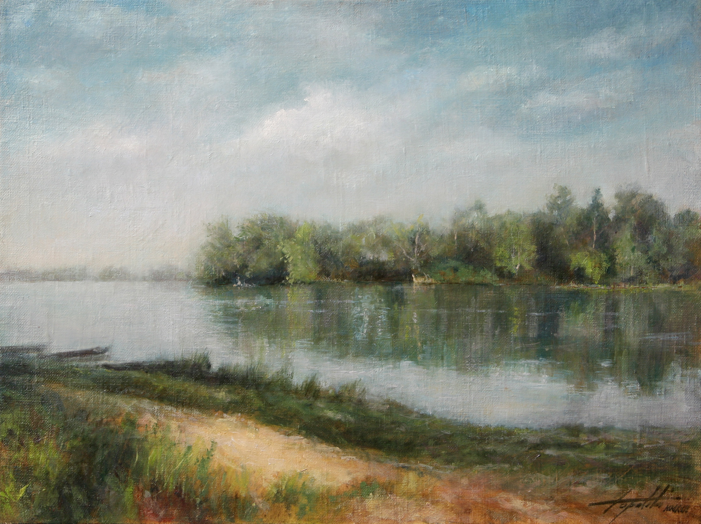 2229x1666 Down The River Landscape Oil Painting Fine Arts Gallery - Original Oil Landscape Painting