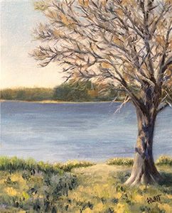 242x300 Landscape River Original Oil Painting On Canvas, Oxford View - Original Oil Landscape Painting