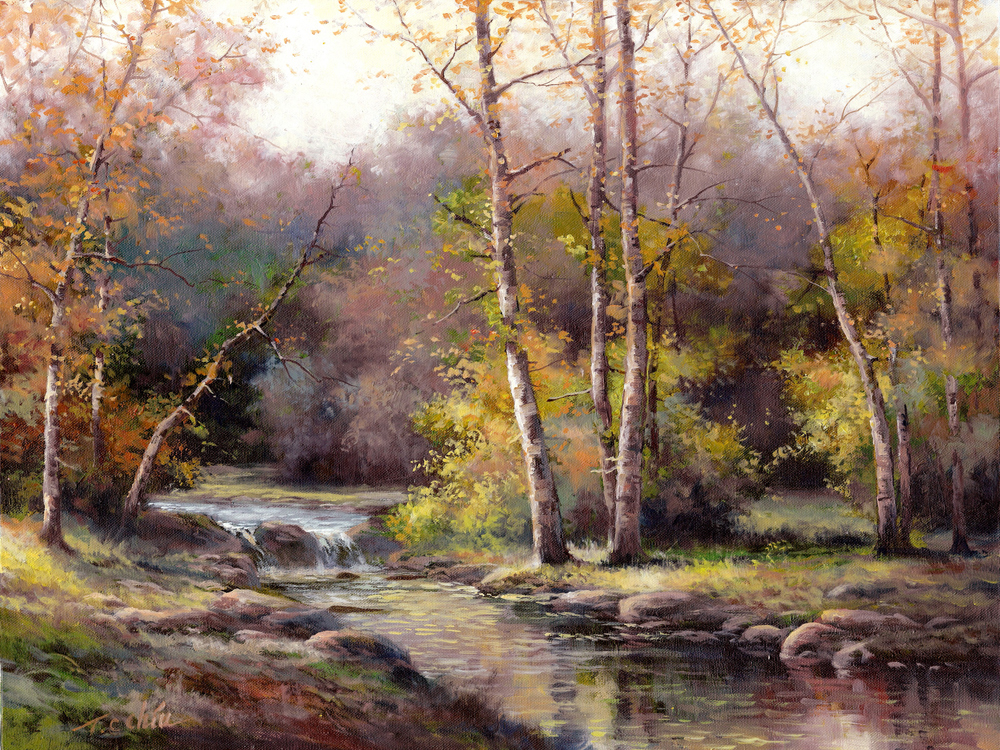 1000x750 Tan Chun Chiu Artwork October Forest Original Oil On Canvas - Original Oil Painting