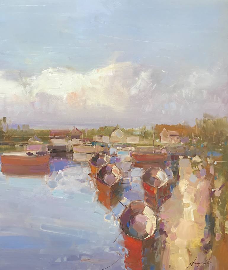 770x913 Saatchi Art Boats, Original Oil Painting, One Of A Kind Painting - Original Oil Painting By Artist