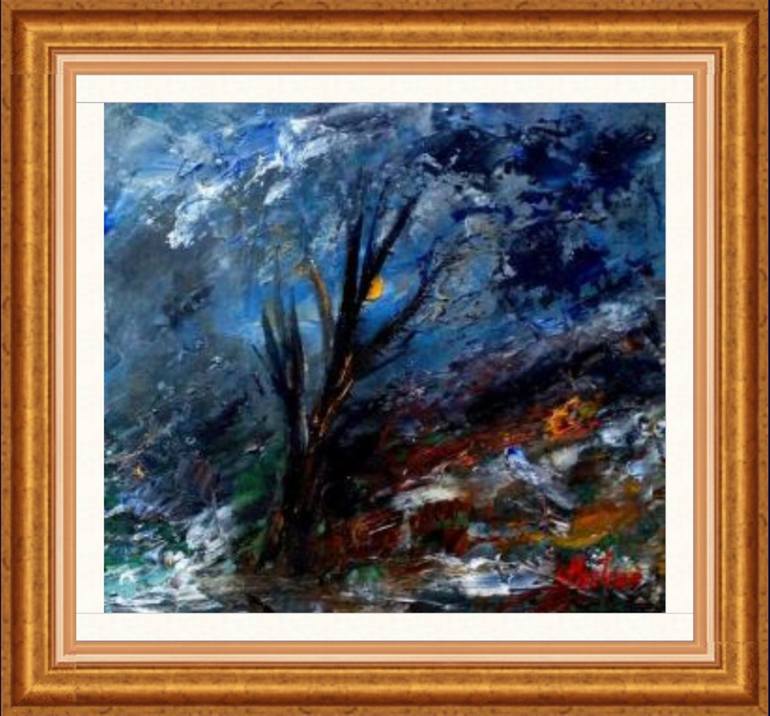 770x716 Saatchi Art Original Oil Painting On Plywood ,,moonlight - Original Oil Painting By Artist