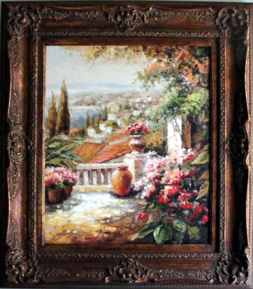 504x576 Terrace On The Sea - Original Oil Painting By Artist