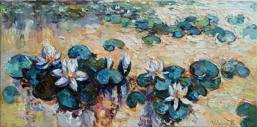 850x422 Water Lilies - Original Oil Painting By Artist