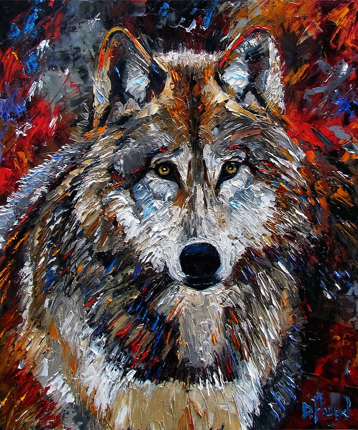 720x864 Wolf Art Original Oil Painting Animal Paintings Fine Art By Debra - Original Oil Painting By Artist
