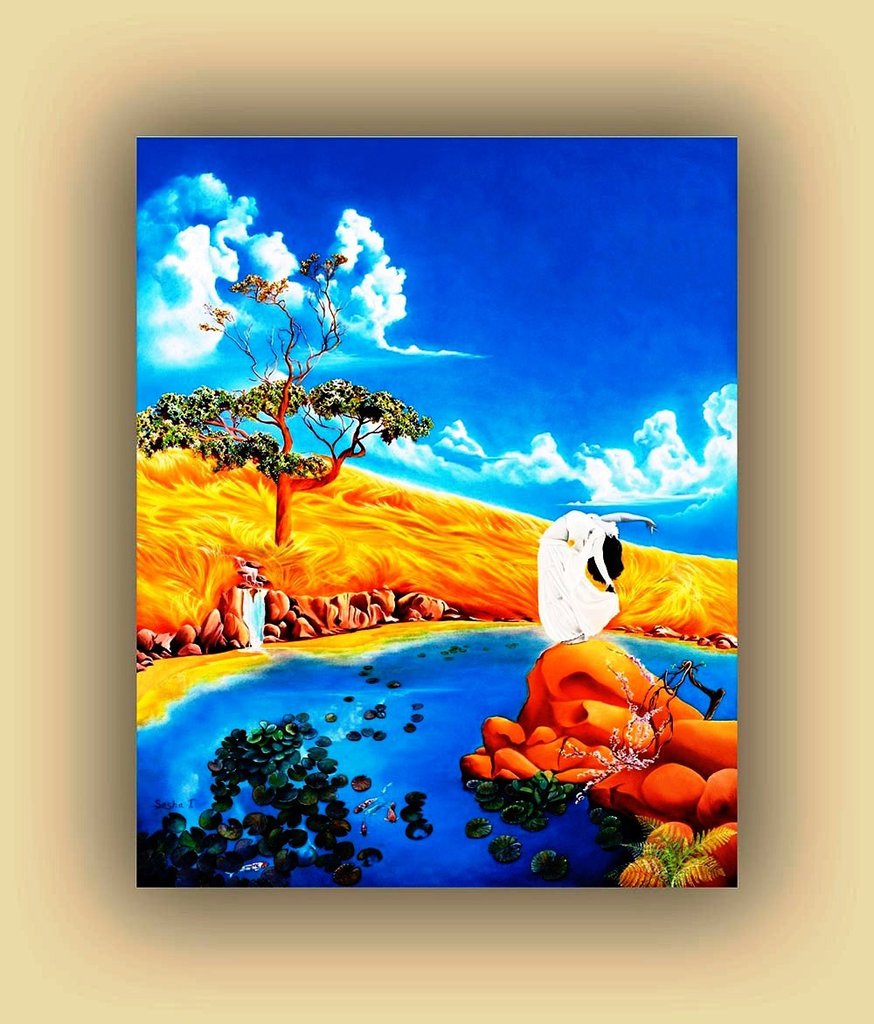 874x1024 Fine Art Print Landscape, Original Oil Painting, Kissing The Sky - Original Oil Painting By Artist