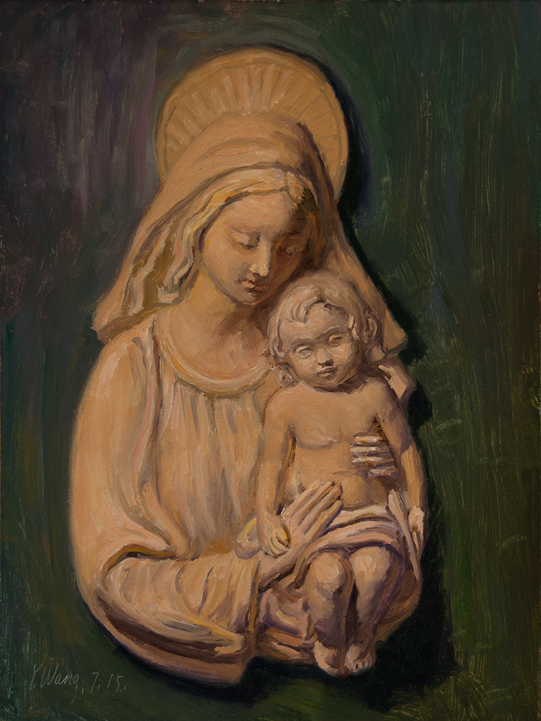 788x1050 Wang Fine Art Mary And Baby Jesus Christ Statue Oil Painting - Original Painting Of Jesus