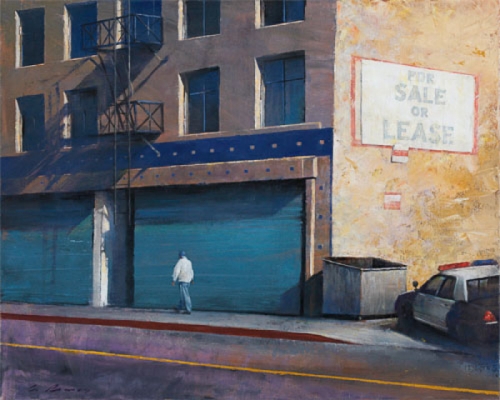 500x400 Painting Police Car With Dumpster (Original Art By Carl Ramsey) - Original Police Painting