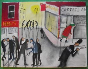 300x236 Riots 2011 Police Look The Other Way Oil Painting Lucy Collins - Original Police Painting