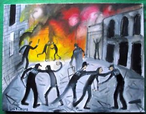 300x236 Riots 2011 Police Robust Response At Last Oil Painting Lucy - Original Police Painting