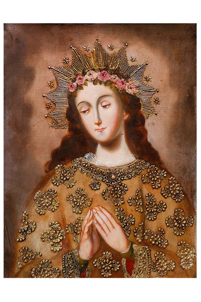 700x1050 Divine Virgin Mary Cuzco School Original Oil Painting On Canvas 16 - Original Virgin Mary Painting