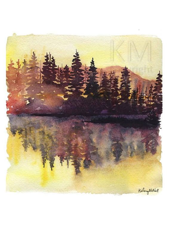 570x760 This Is A Print From My Original Watercolor Painting Misty Pines - Original Watercolor Painting Prices