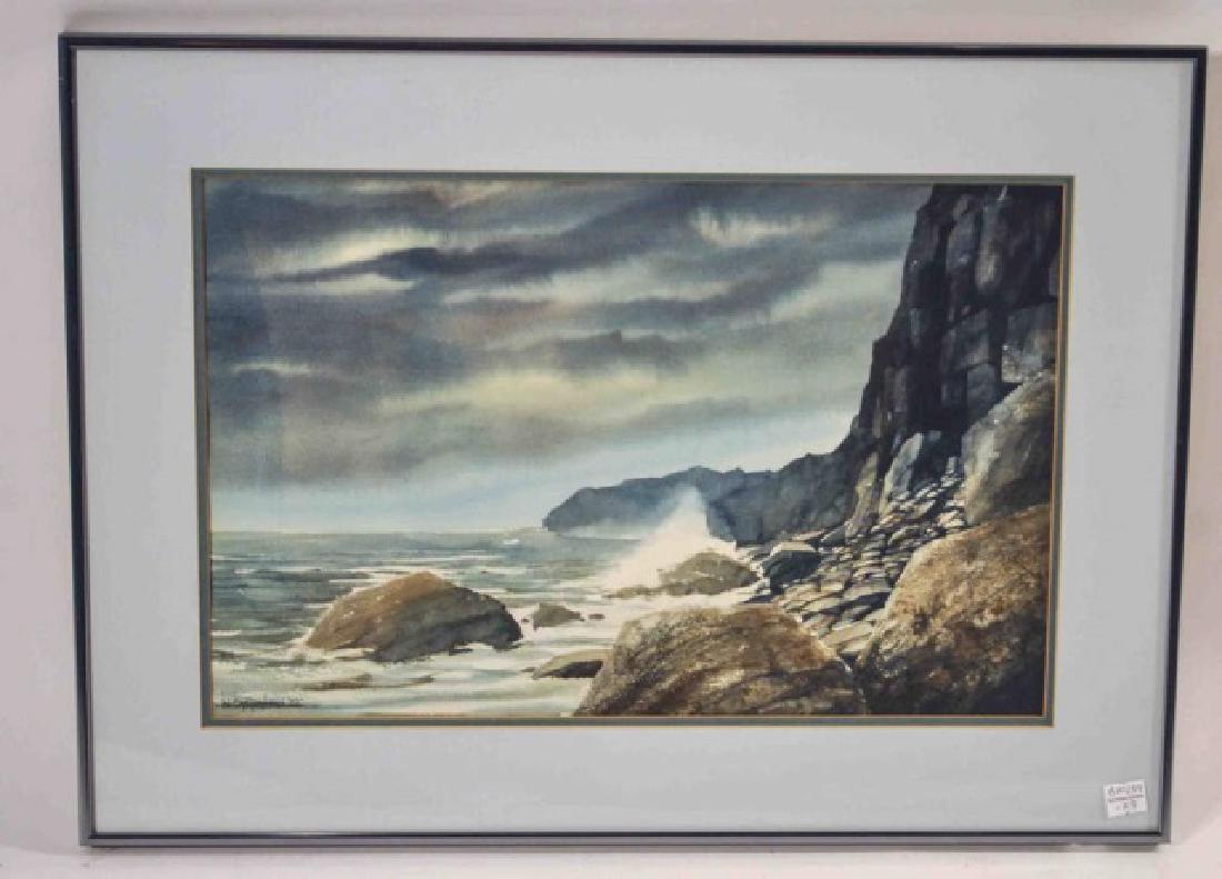 1100x791 W. Stenglein Signed Original Watercolor Seascape - Original Watercolor Painting Prices