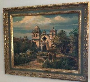 300x274 Original Oil On Canvas Painting Wm E Daniels Monastery Ornate Gold - Ornate Painting