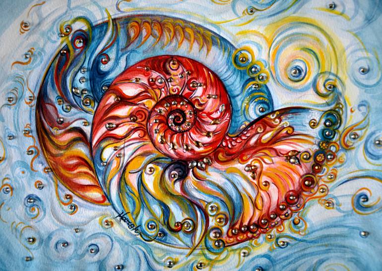 770x547 Saatchi Art Ornate Nautilus Shell Painting By Harsh Malik - Ornate Painting