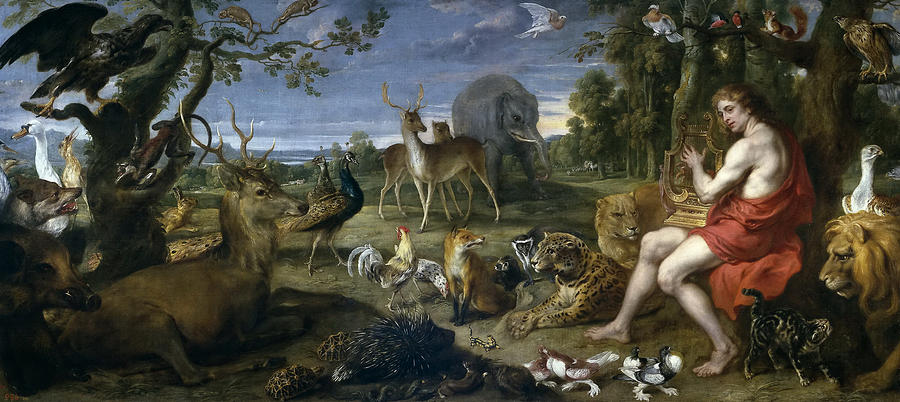 900x402 Orpheus And The Animals Painting By Frans Syders - Orpheus Painting