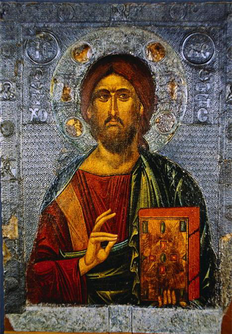 467x671 Icon Painting Of Jesus Christ As Pantocrator St. Nektarios - Orthodox Painting