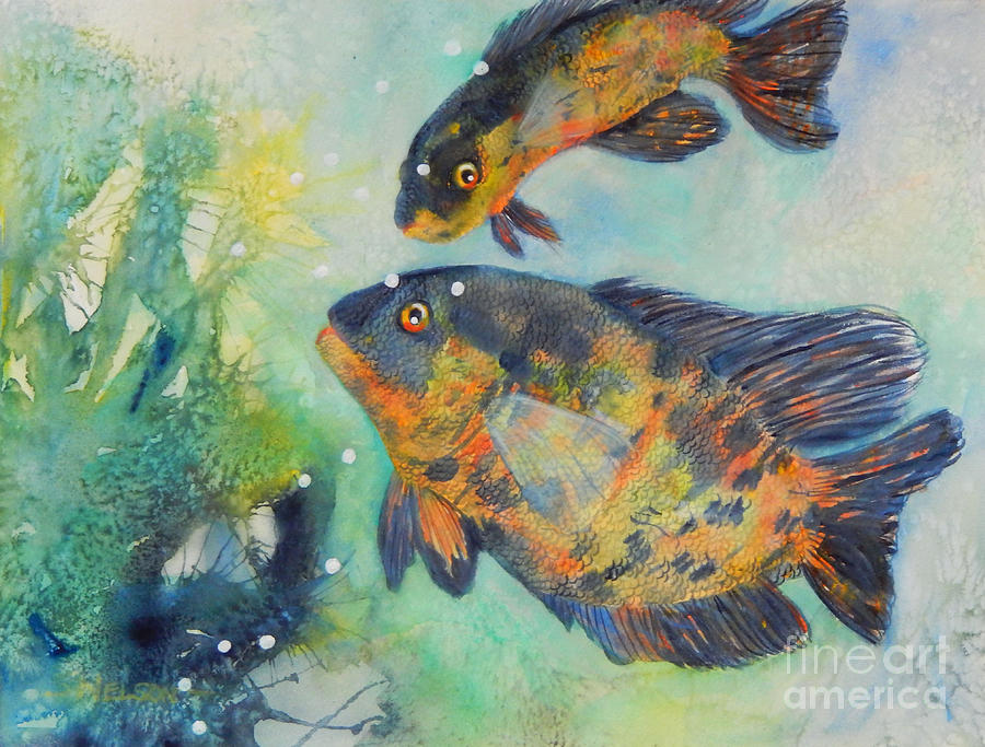 900x683 Oscar Fish Painting By Sharon Nelson Bianco - Oscar Painting