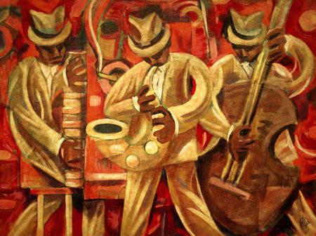 450x336 Oscar Peterson Trio By Nip Rogers For Jazz And Draw - Oscar Peterson Painting
