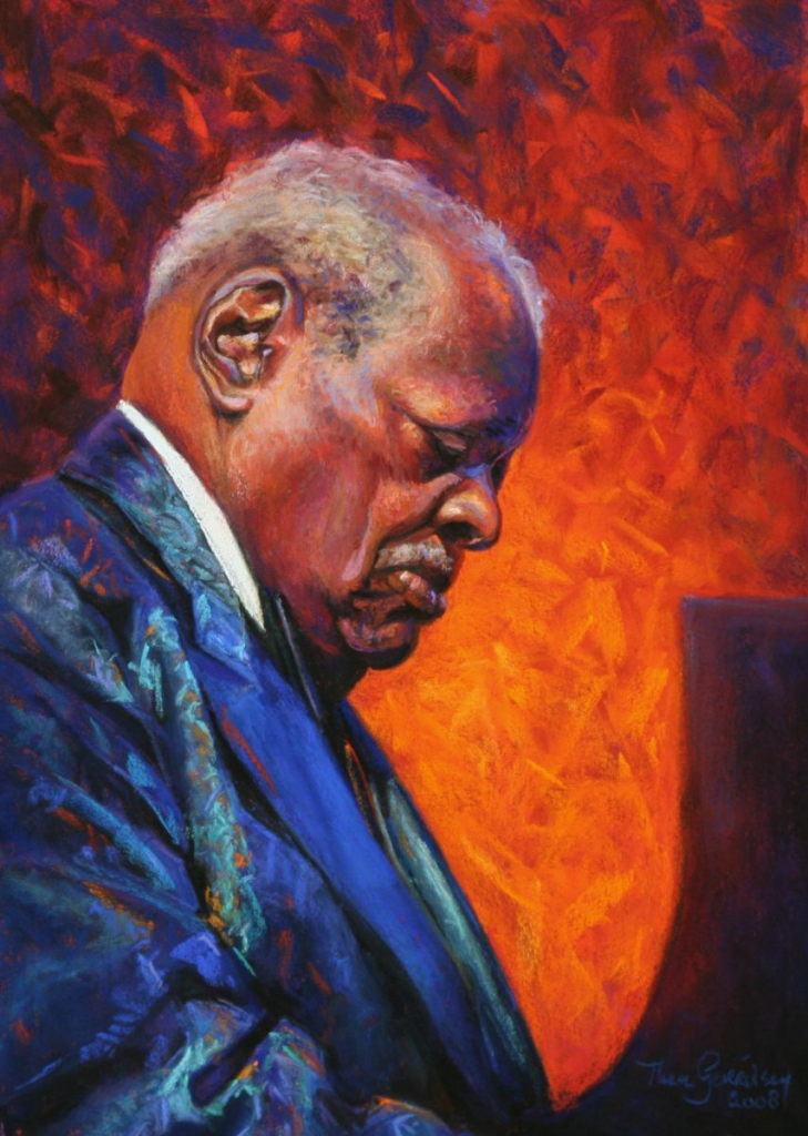 729x1024 Oscar Peterson By Thea Gerritsen, Jazz African American Art - Oscar Peterson Painting
