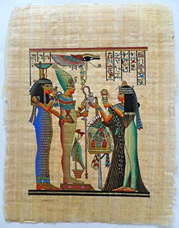 352x450 Egyptian Papyrus Painting Powerful Gods Isis - Osiris And Isis Painting