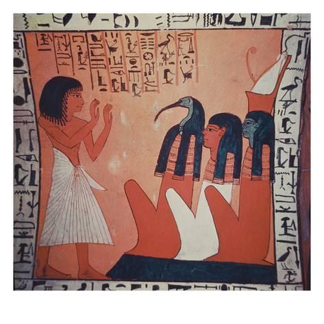 473x473 Tomb Painting Depicting The Departed Before Osiris, Isis, - Osiris And Isis Painting