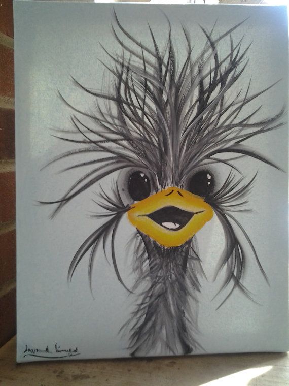 570x760 Ostrich Painting Cute Colorful Whimsical Ostrich Painting Canvas - Ostrich Painting