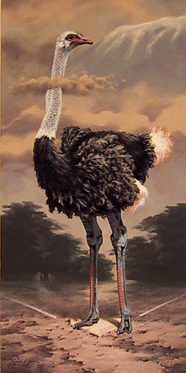 366x734 Ostrich Feeling Pretty Safe - Ostrich Painting