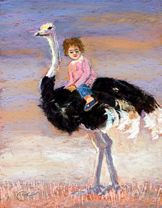234x300 I Love My Very Own Ostrich Painting By Cheryl Whitehall - Ostrich Painting