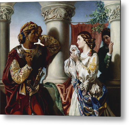 493x479 Othello And Desdemona Metal Print By Daniel Maclise - Othello And Desdemona Painting