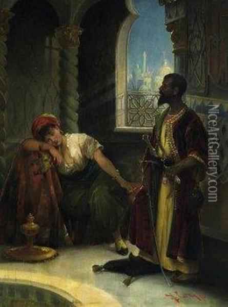 445x600 Othello And Desdemona Oil Painting Reproduction By Leo Lerch - Othello And Desdemona Painting