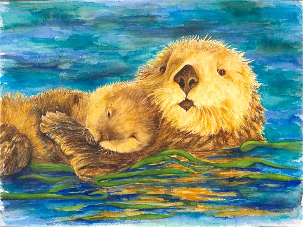 Otter Painting at PaintingValley.com | Explore collection of Otter Painting