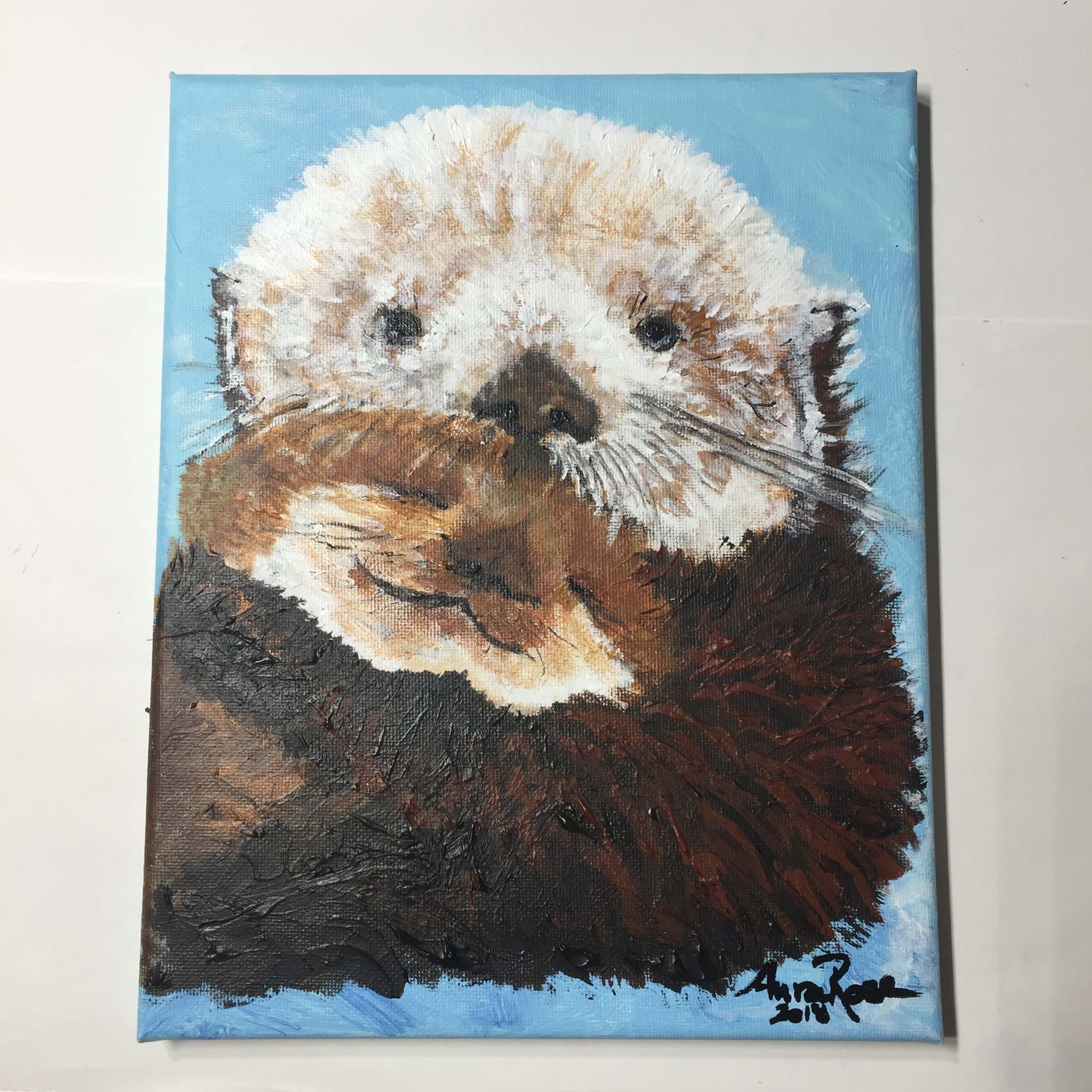 2448x2448 Baby Amp Mom Sea Otters - Otter Painting