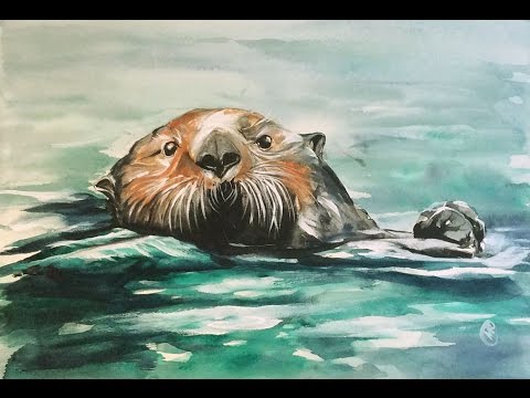 480x360 Watercolor Otter Painting Demonstration - Otter Painting