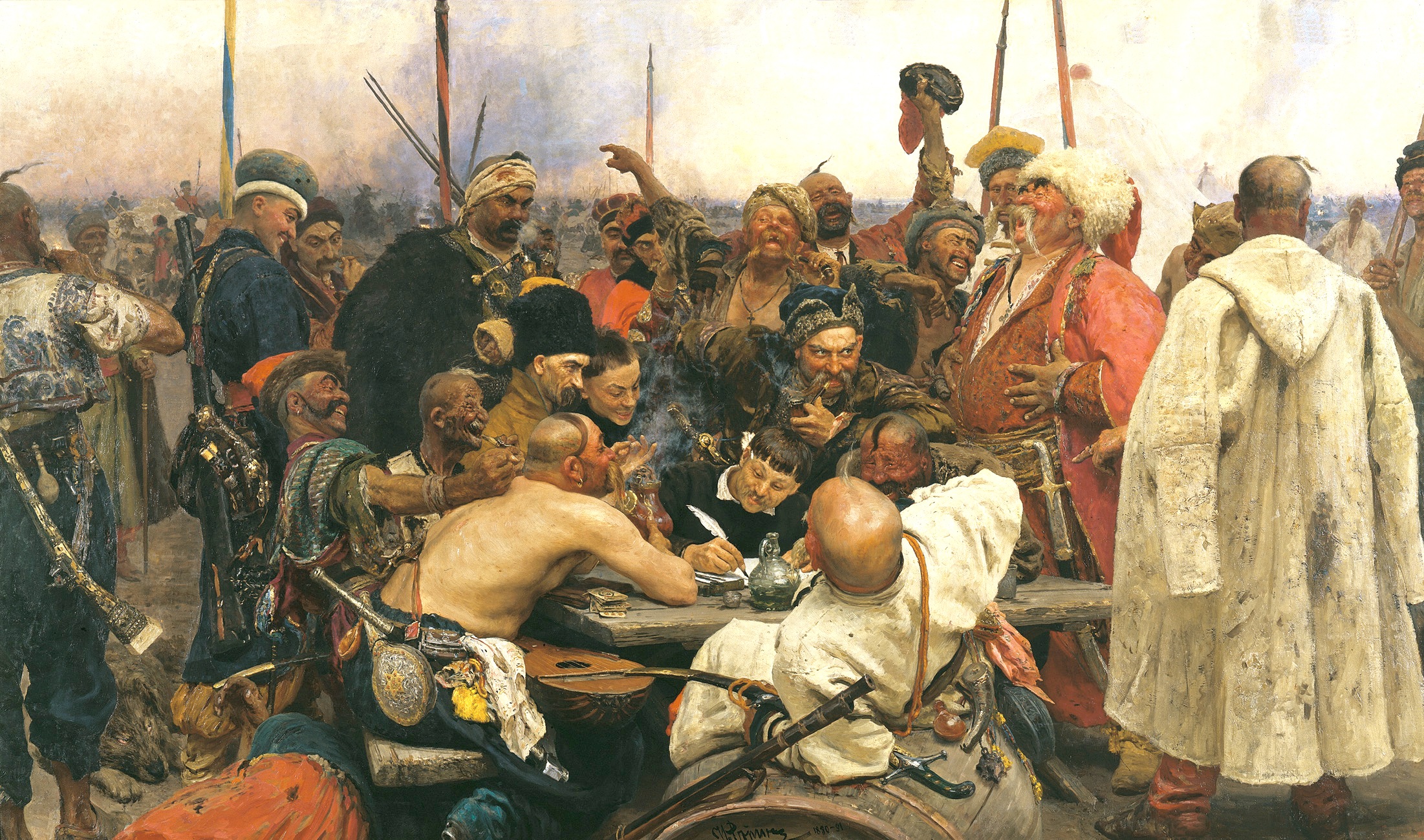 2202x1300 Painting Of The Day Reply Of The Zaporozhian Cossacks To Sultan - Ottoman Painting