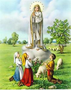 236x300 Catholic Picture Print Our Lady Fatima Linen Finish By Cromo - Our Lady Of Fatima Painting