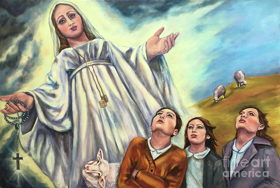 900x605 Our Lady Of Fatima Painting By Laura Napoli - Our Lady Of Fatima Painting