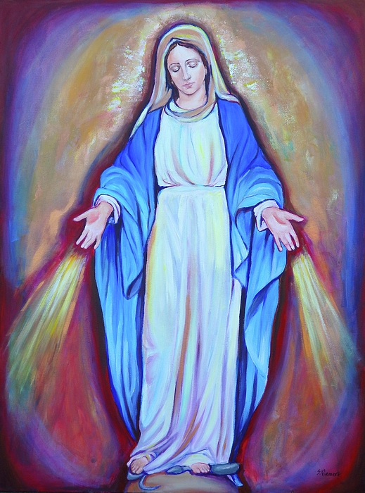 519x700 Our Lady Of Grace Greeting Card For Sale By Sheila Diemert - Our Lady Of Grace Painting