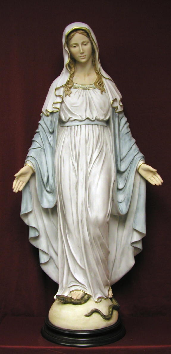 575x1189 Our Lady Of Grace Painted Alabaster 36 - Our Lady Of Grace Painting