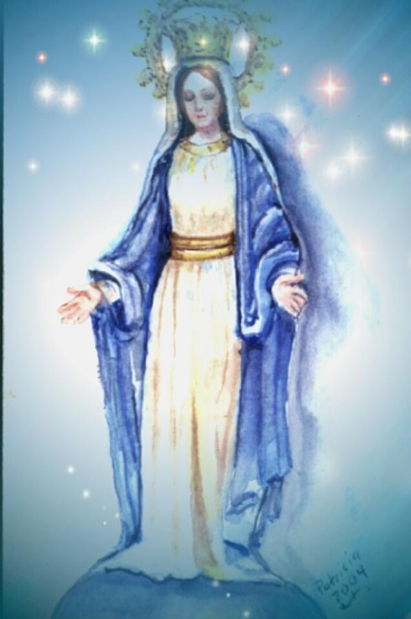 597x900 Our Lady Of Grace Painting By Patricia Ducher - Our Lady Of Grace Painting