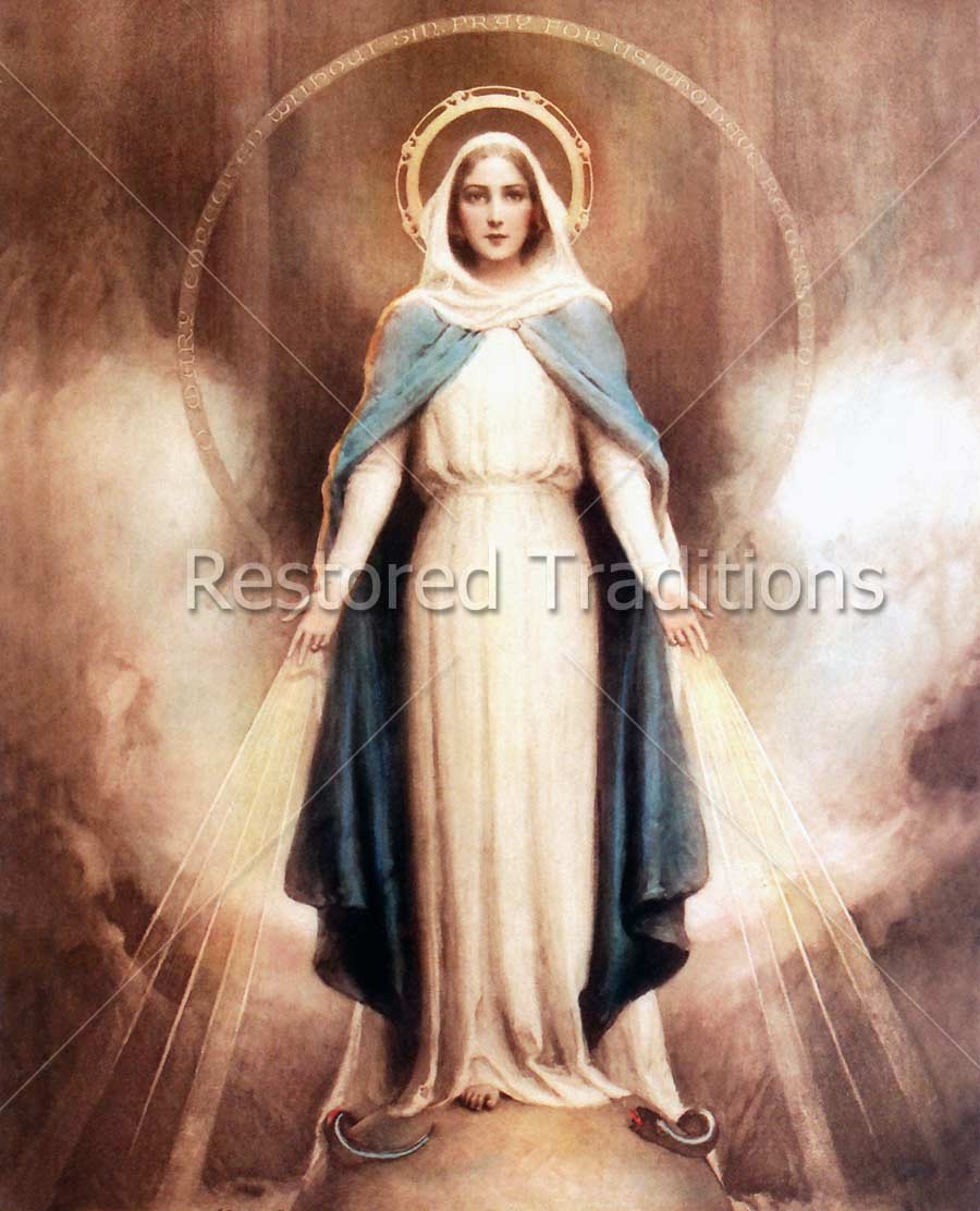 900x1112 High Res Image File Our Lady Of Grace, Crushing Head Of Satan - Our Lady Of Grace Painting