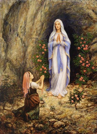 313x432 Our Lady Of Lourdes Fine Art Print By Edgar Jerins - Our Lady Of Lourdes Painting