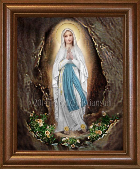 598x720 Our Lady Of Lourdes Framed - Our Lady Of Lourdes Painting