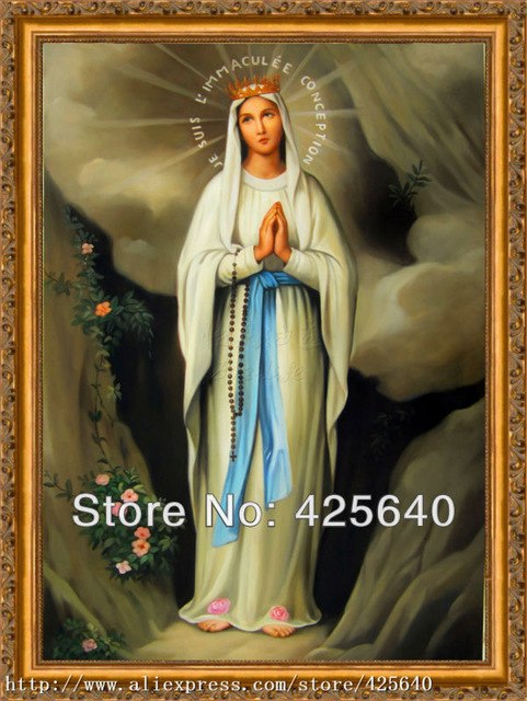 481x640 Our Lady Of Lourdes On Canvas Hight Quality Hand Painted Oil - Our Lady Of Lourdes Painting